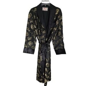 Vintage Flying Squirrel Hangzhou China Dragon Brocade Robe Black Gold Size 44